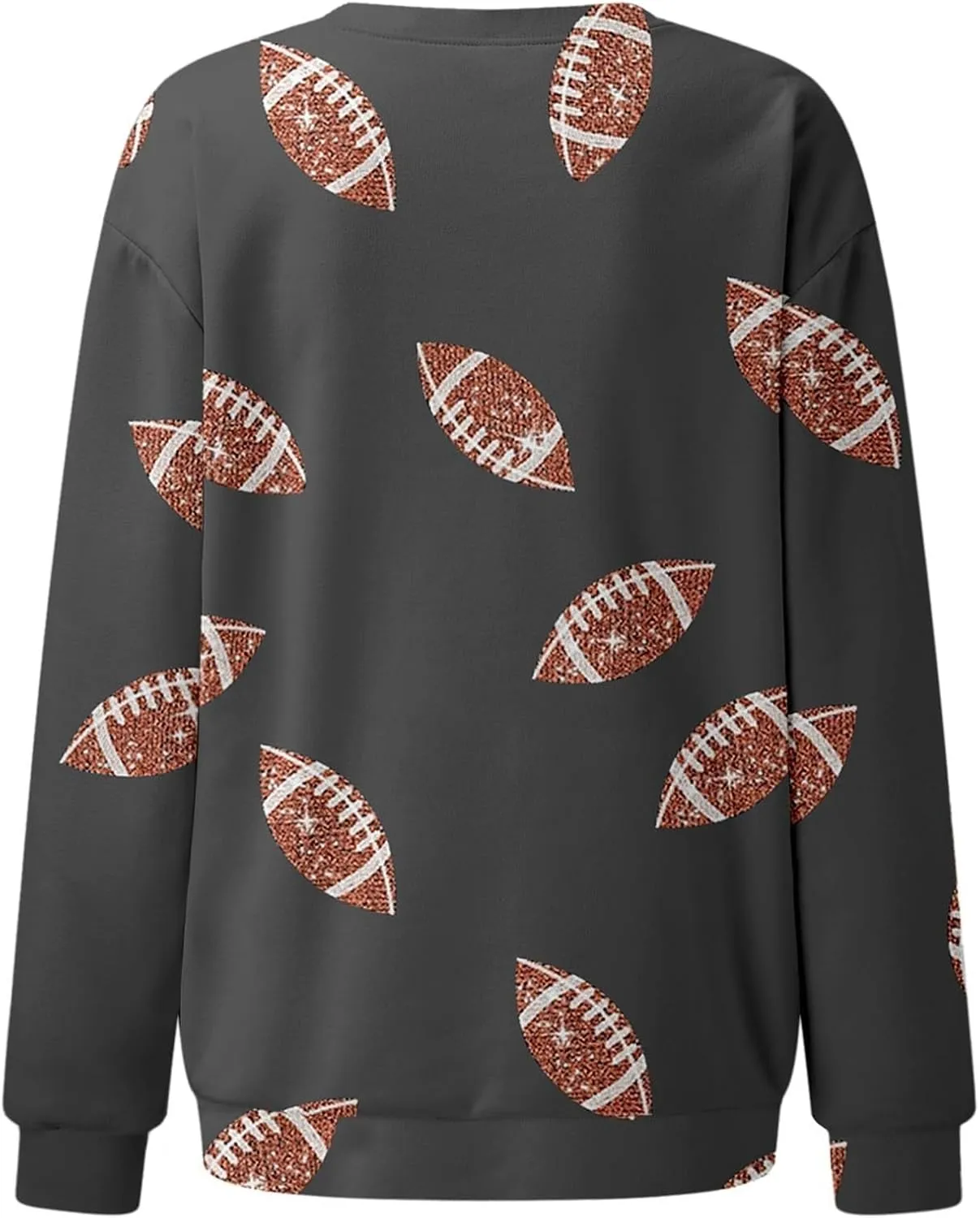 Womens Regular Fit Sweatshirts Rugby Graphic Long Sleeve Round Neck Football Tunics Fall Game Day Pullover Sweatshirt