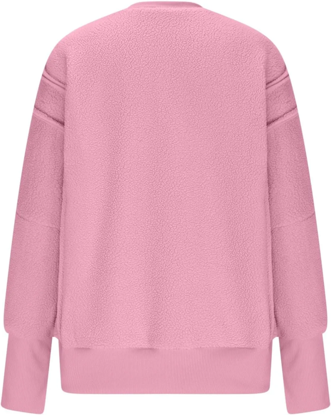 Women's Sherpa Fleece Oversized Sweatshirts Drop Shoulder Long Sleeve Hoodies Crewneck Warm Fuzzy Sweatshirt