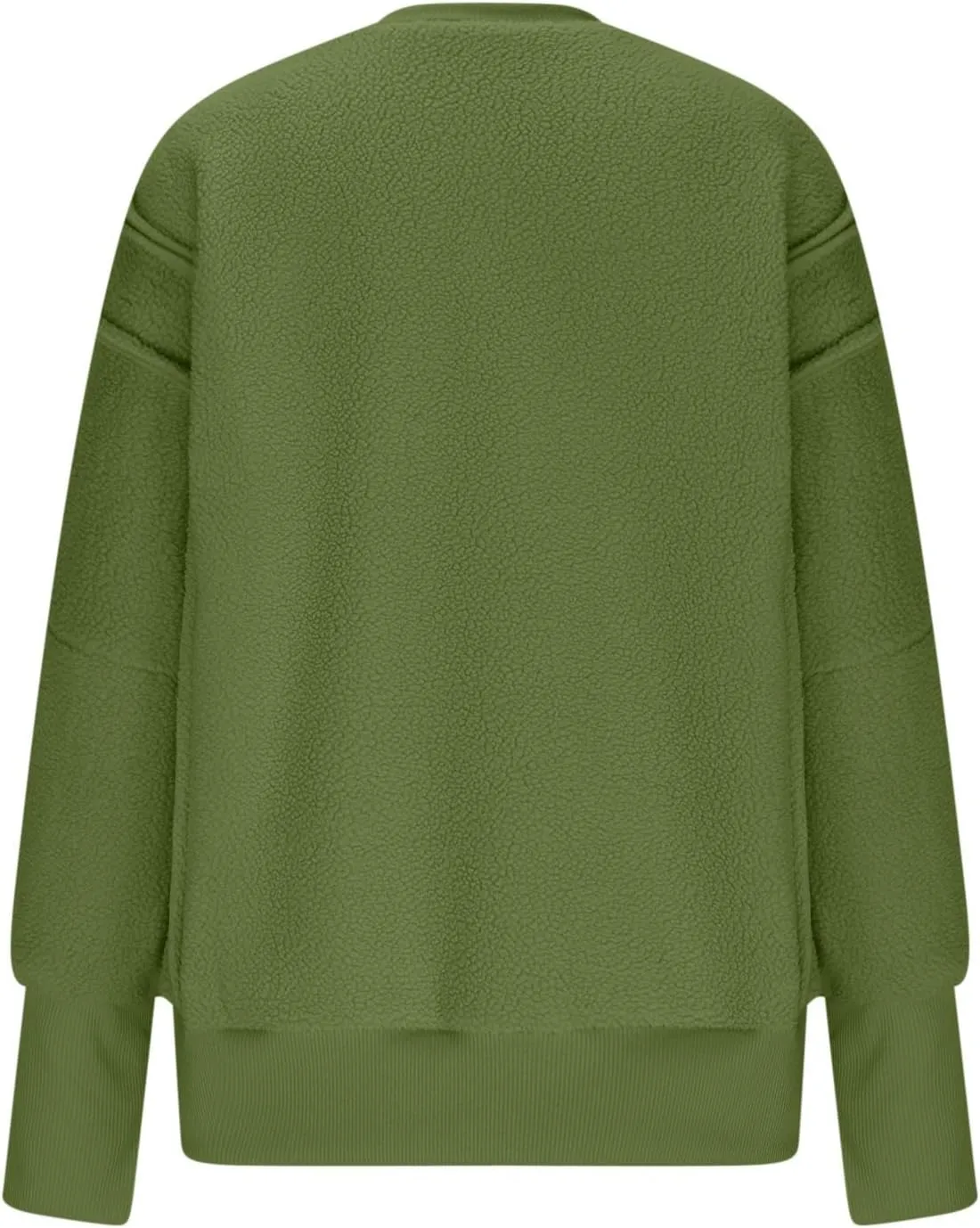 Women's Sherpa Fleece Oversized Sweatshirts Drop Shoulder Long Sleeve Hoodies Crewneck Warm Fuzzy Sweatshirt