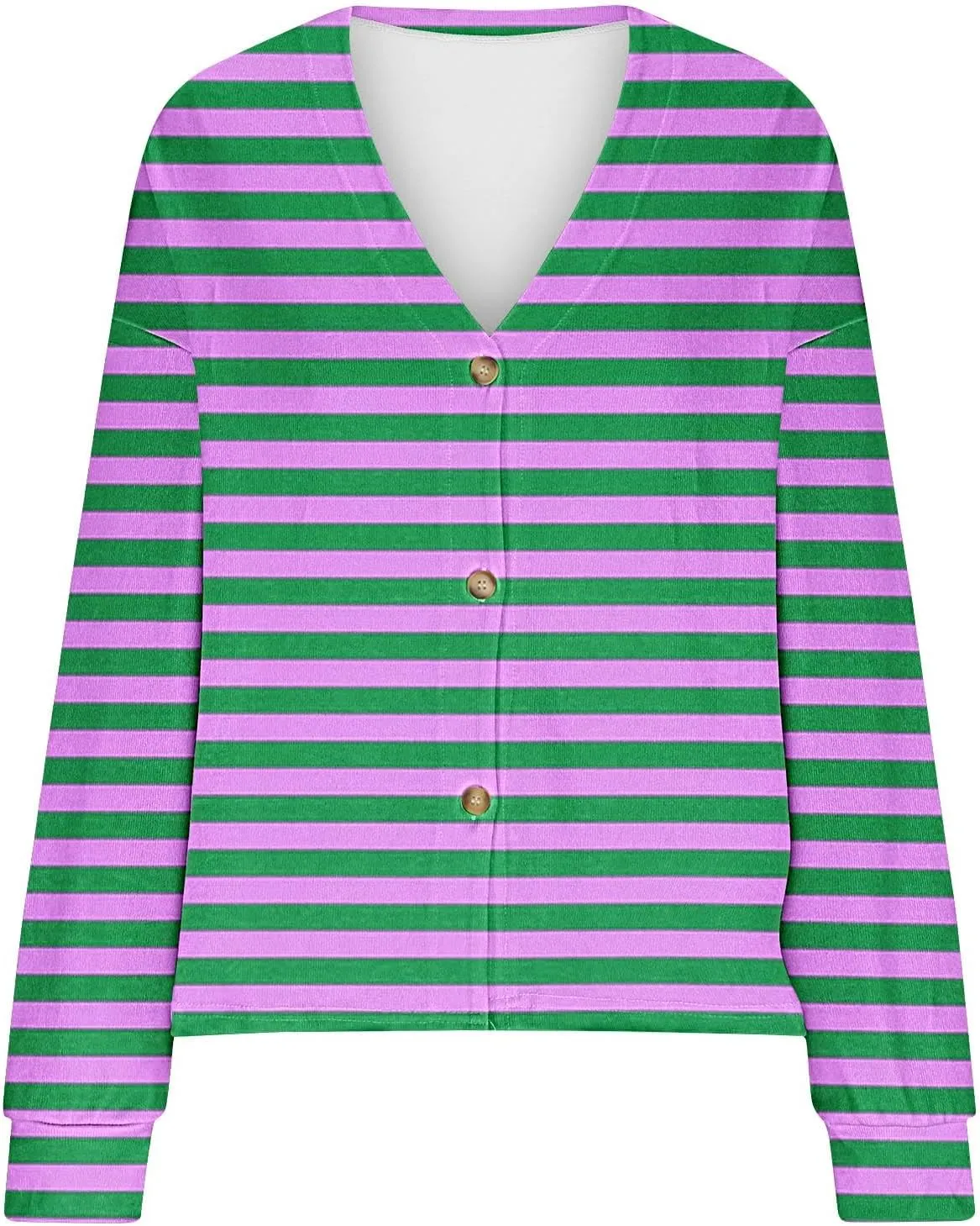 Women's Striped Cardigan Sweater 2024 Lightweight Fall Printed Knit Outerwear Casual V Neck Button Down Coats