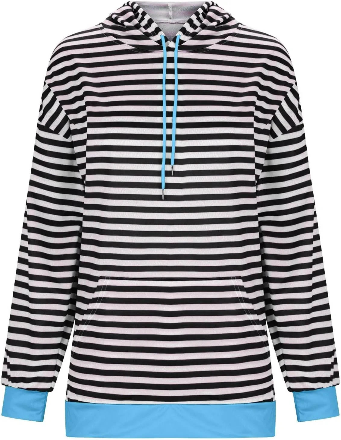 Womens Striped Hoodies 2024 Long Sleeve Sweatshirts Casual Crewneck Oversized Pullover Tops Teen Girls Clothes