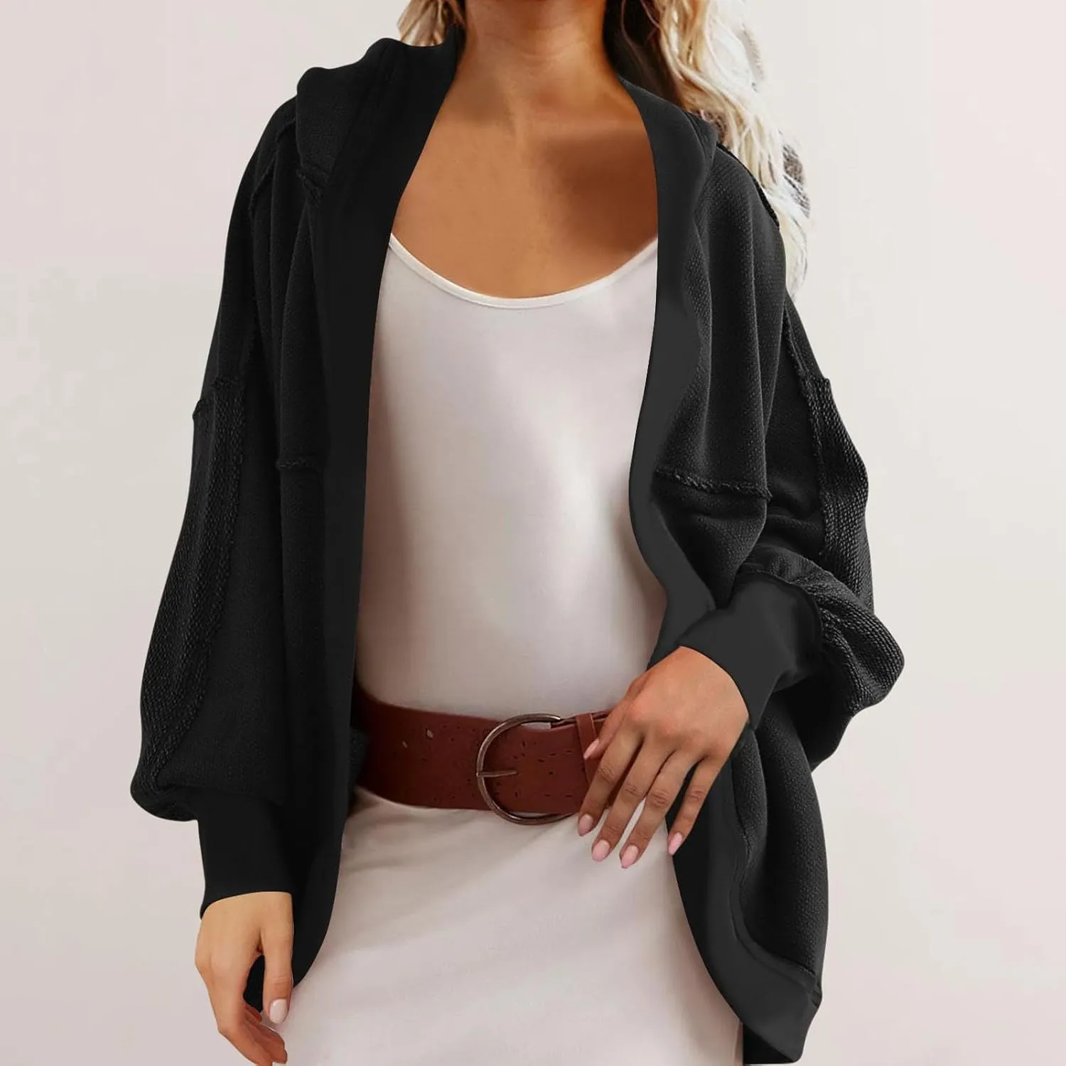 Women's Sweatshirt Cardigan Oversized Long Sleeve Open Front Hooded Jackets Cozy Coats