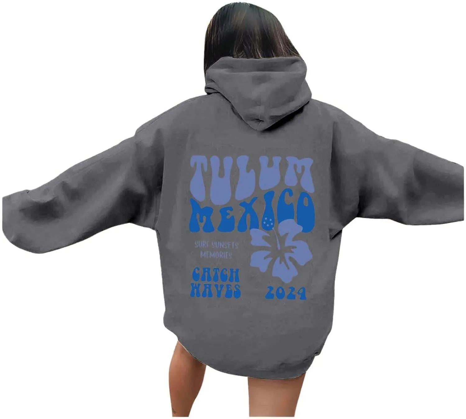 Women's Sweatshirt Full-Zip Hoodie Women Cute Hoodie Long Sleeve Blue Kawaii Shape Sweatshirt Long Sleeve with