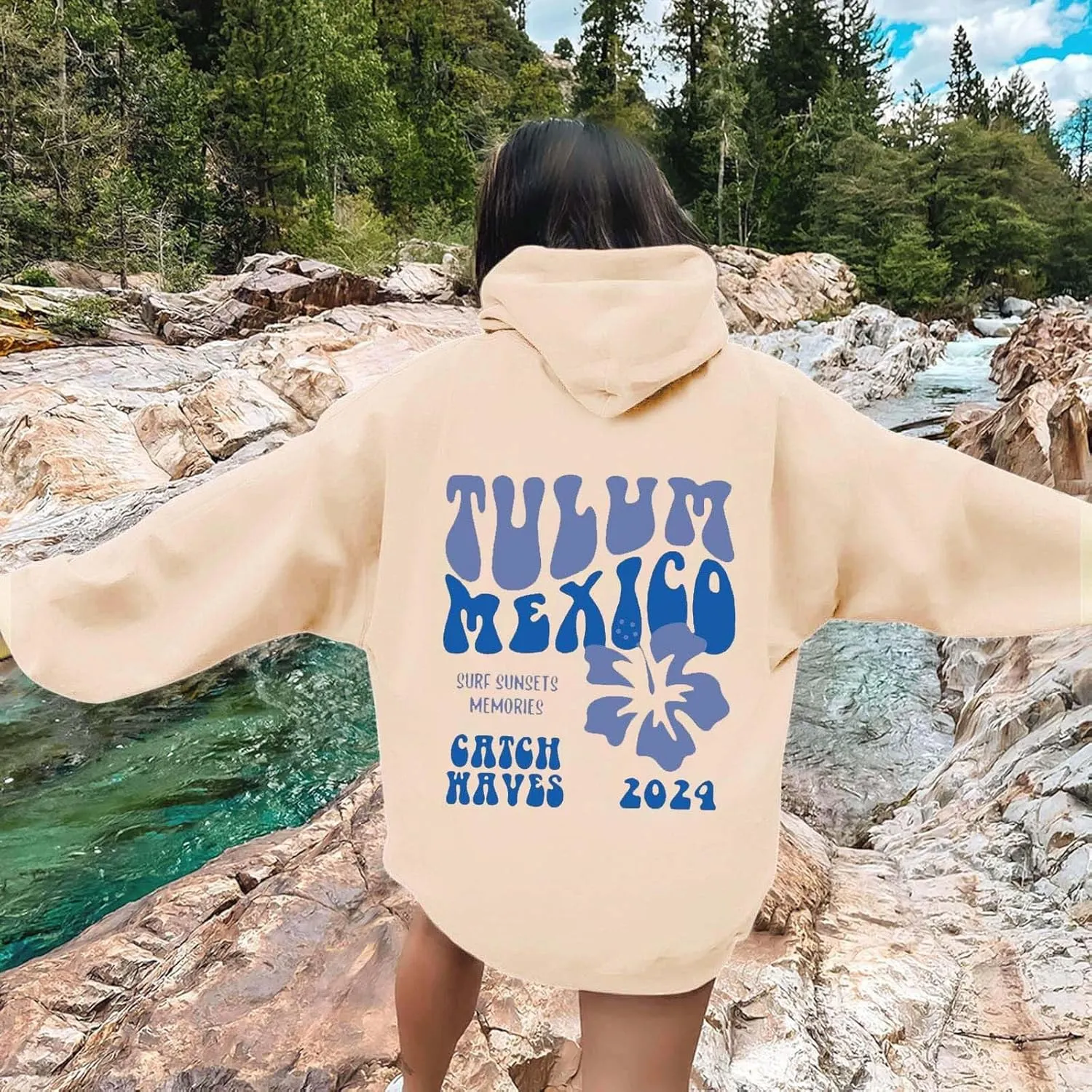 Women's Sweatshirt Full-Zip Hoodie Women Cute Hoodie Long Sleeve Blue Kawaii Shape Sweatshirt Long Sleeve with