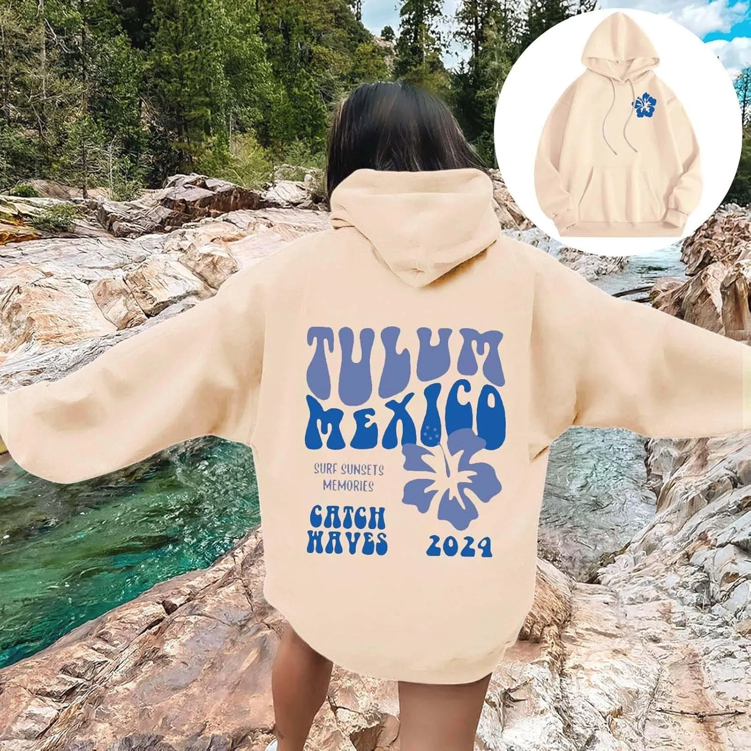 Women's Sweatshirt Full-Zip Hoodie Women Cute Hoodie Long Sleeve Blue Kawaii Shape Sweatshirt Long Sleeve with