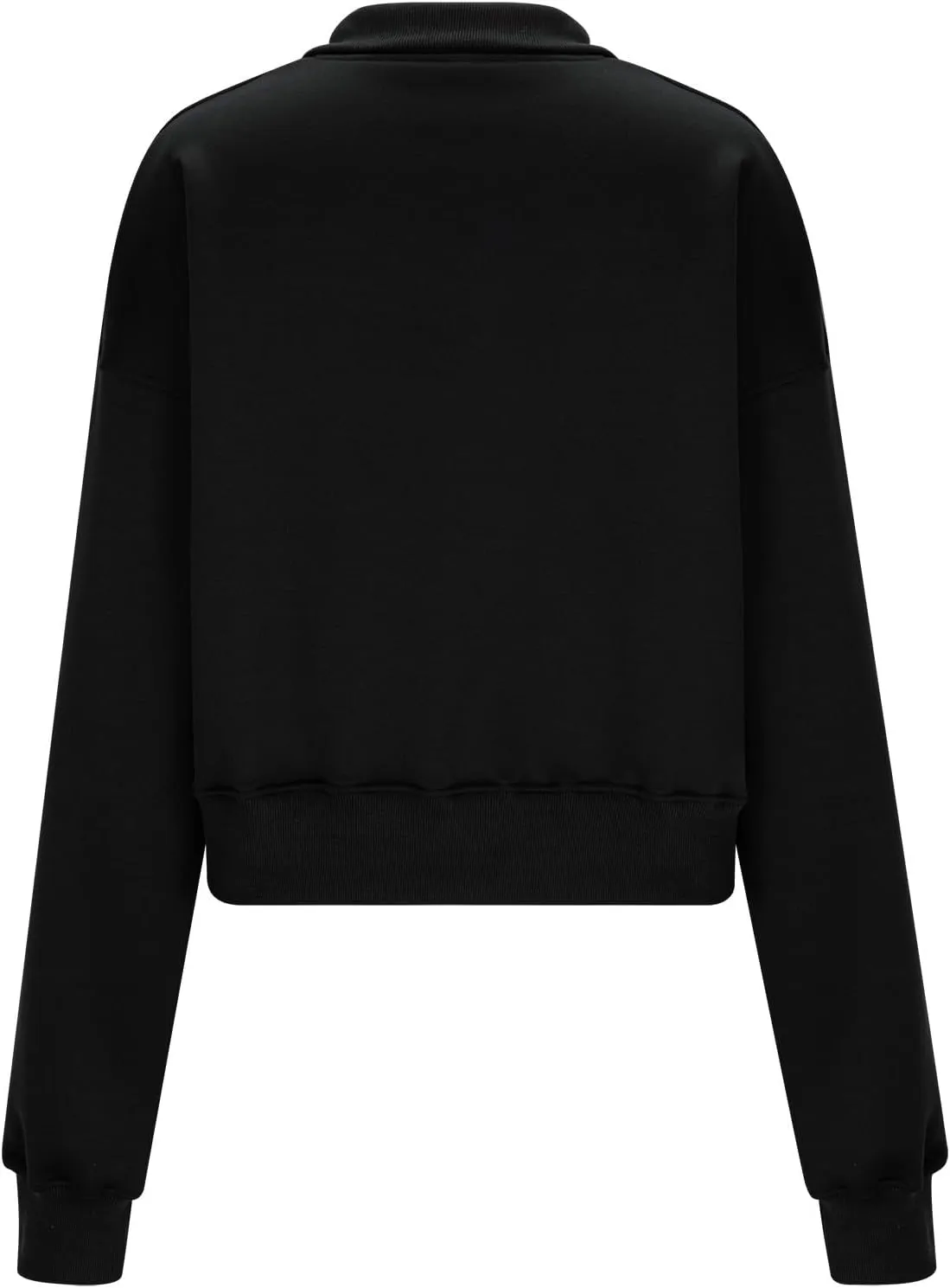 Womens Sweatshirt Half Zip Cropped Pullover Top Black Stand Collar Sweatshirs With Pockets Fleece Soft Pullover Sweater