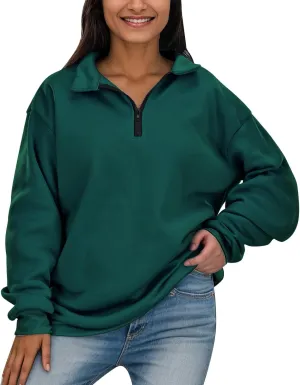 Women's Sweatshirts Casual Long Sleeve Essentials Oversized Pullover Half Zip Tops Preppy Shirt Fashion Clothes