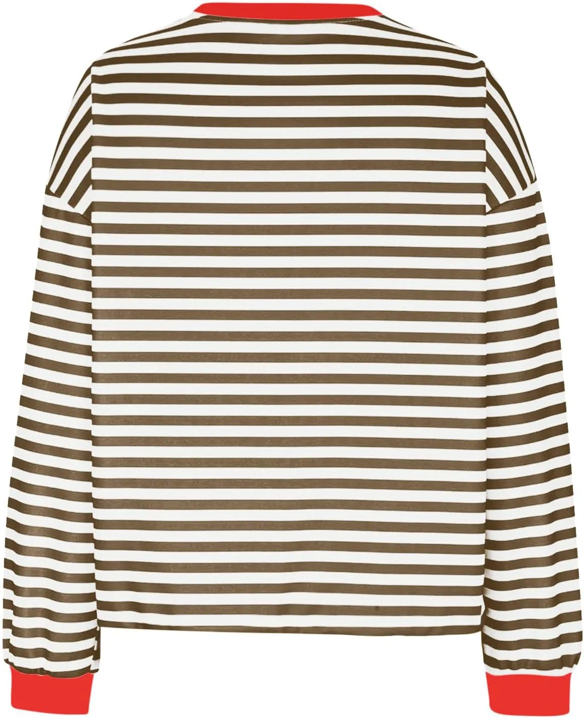 Womens Sweatshirts Crew Neck Long Sleeve Striped Colour Block Pullover Sweaters Fleece Casual Fall Trendy Clothes 2024