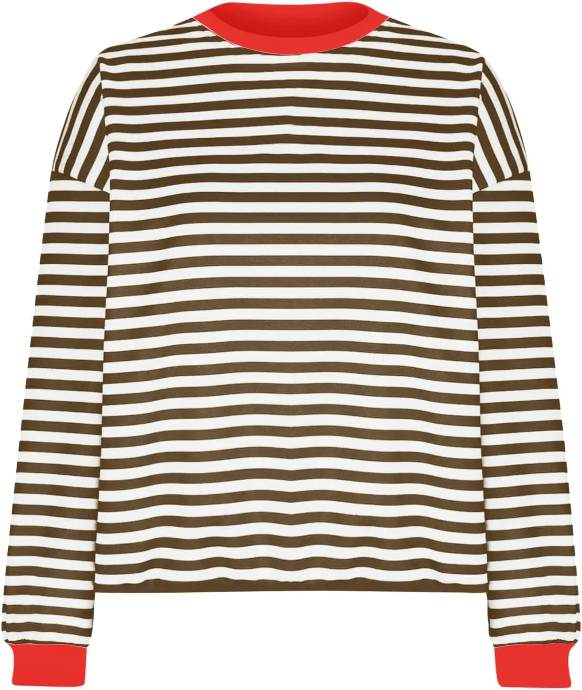 Womens Sweatshirts Crew Neck Long Sleeve Striped Colour Block Pullover Sweaters Fleece Casual Fall Trendy Clothes 2024