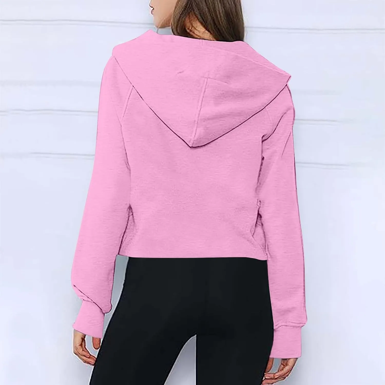 Womens Sweatshirts Half Zip Cropped Pullover Fleece Quarter Zipper Hoodies Fall Fashion Outfits With Pocket