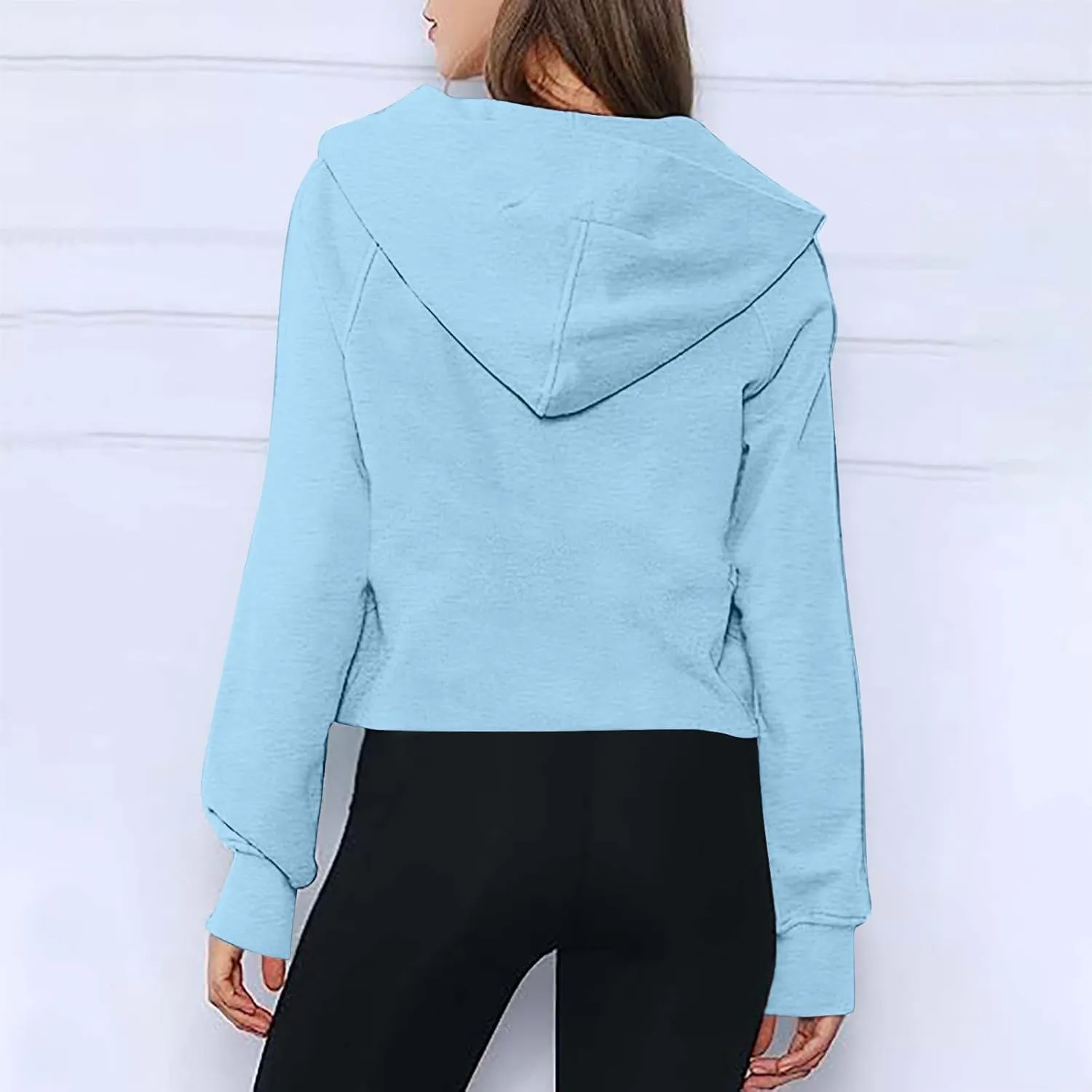 Womens Sweatshirts Half Zip Cropped Pullover Fleece Quarter Zipper Hoodies Fall Fashion Outfits With Pocket