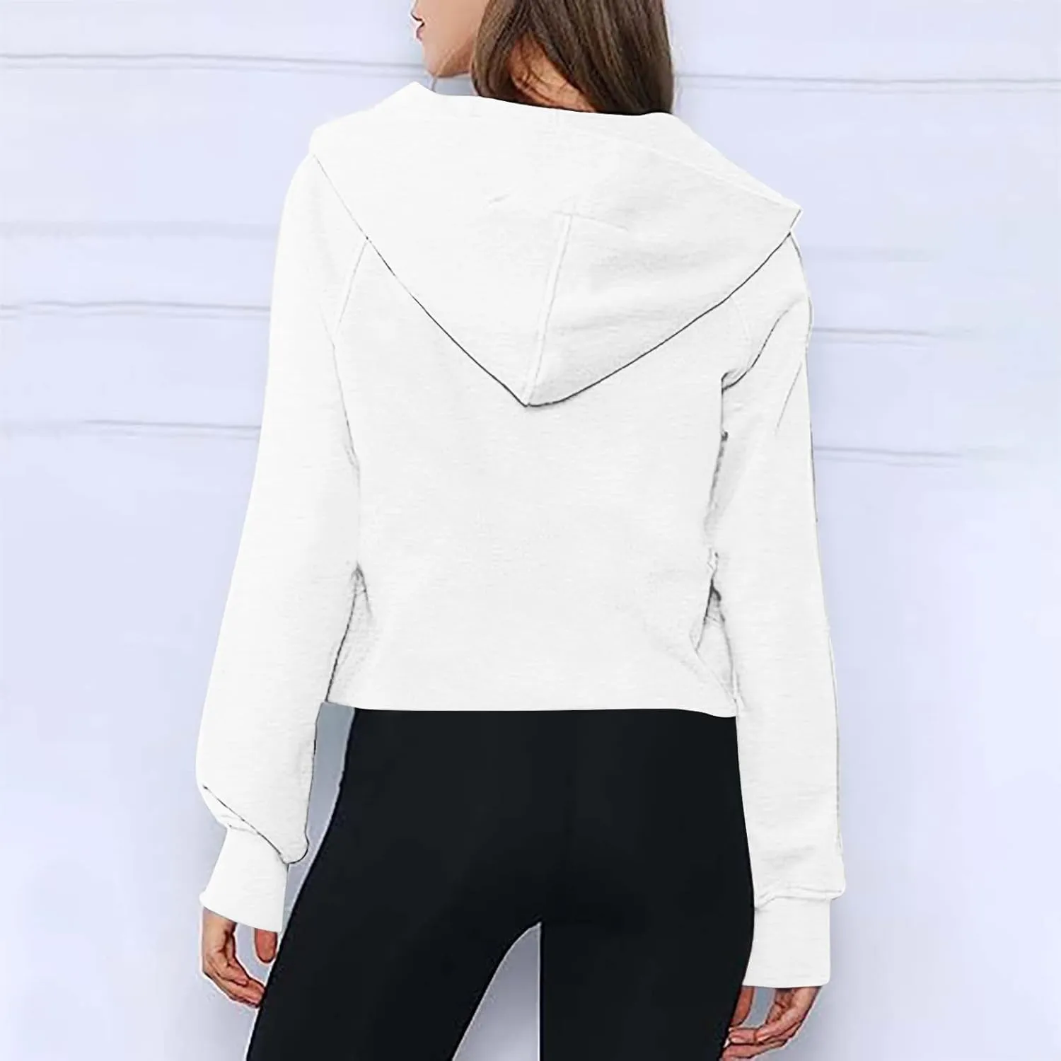 Womens Sweatshirts Half Zip Cropped Pullover Fleece Quarter Zipper Hoodies Fall Fashion Outfits With Pocket