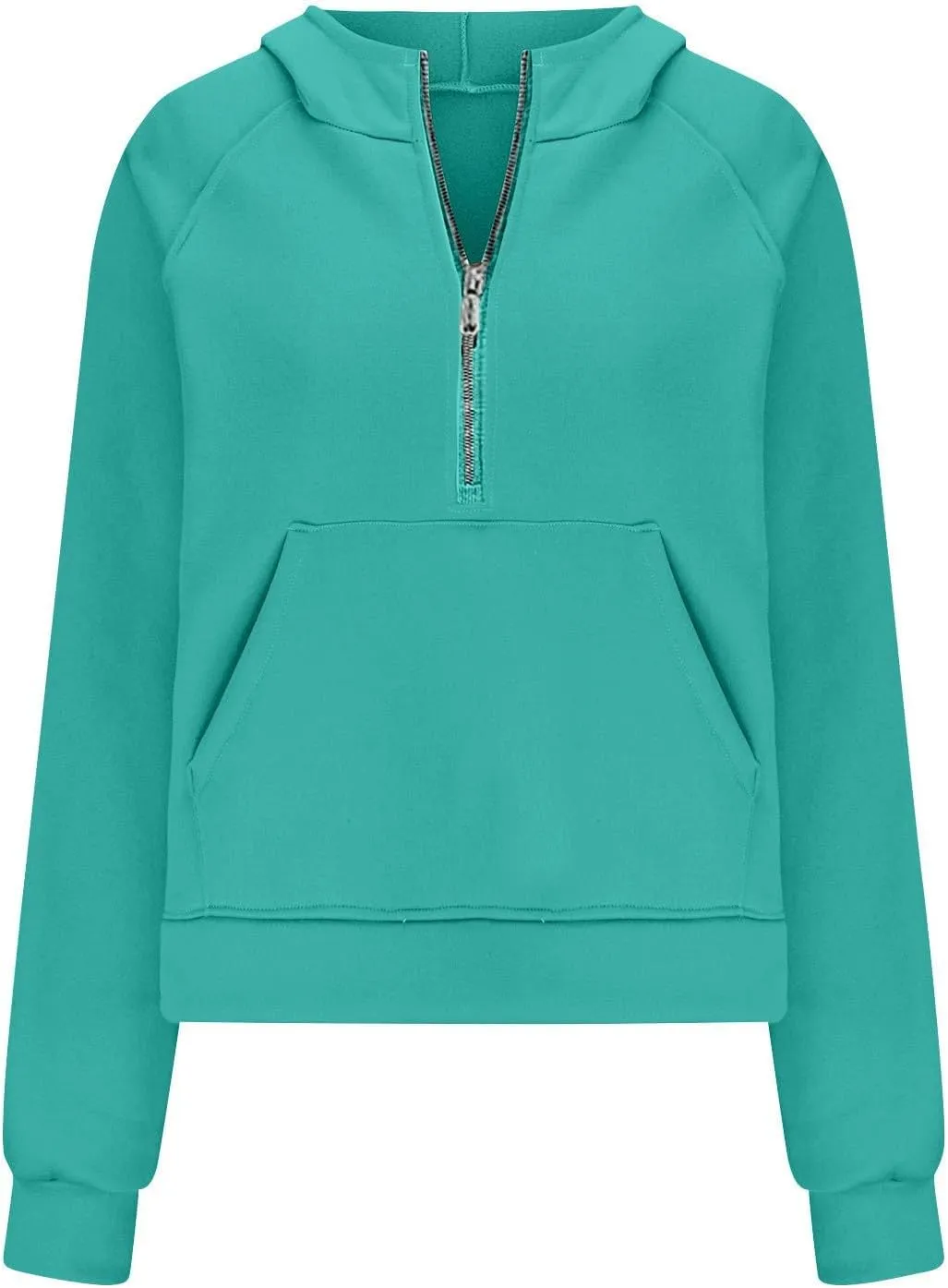 Womens Sweatshirts Half Zip Cropped Pullover Fleece Quarter Zipper Hoodies Thumb Hole Solid Sweatshirt with Pocket
