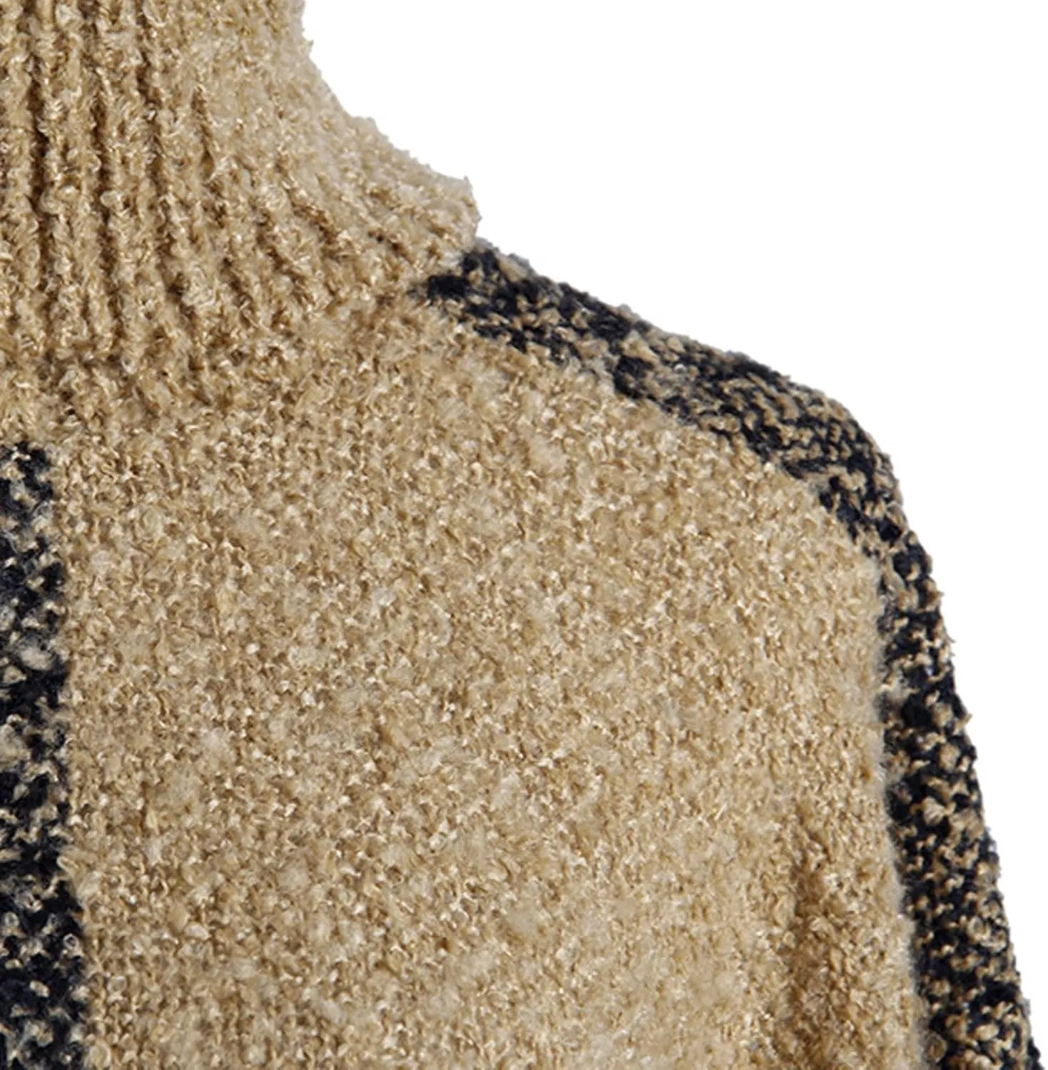 Womens Turtleneck Ponchos Sweater Versatile Lightweight Striped Knit Shawl Wraps Scarf Raw Hem Pullover Tops Cape Gift
