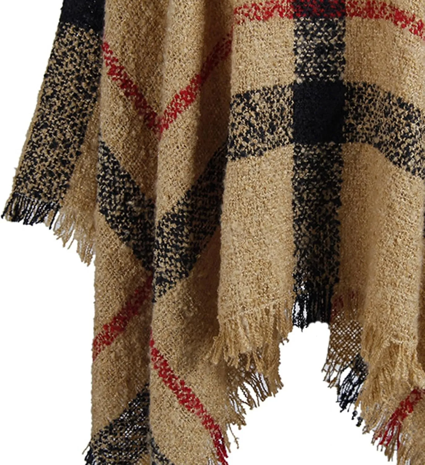 Womens Turtleneck Ponchos Sweater Versatile Lightweight Striped Knit Shawl Wraps Scarf Raw Hem Pullover Tops Cape Gift