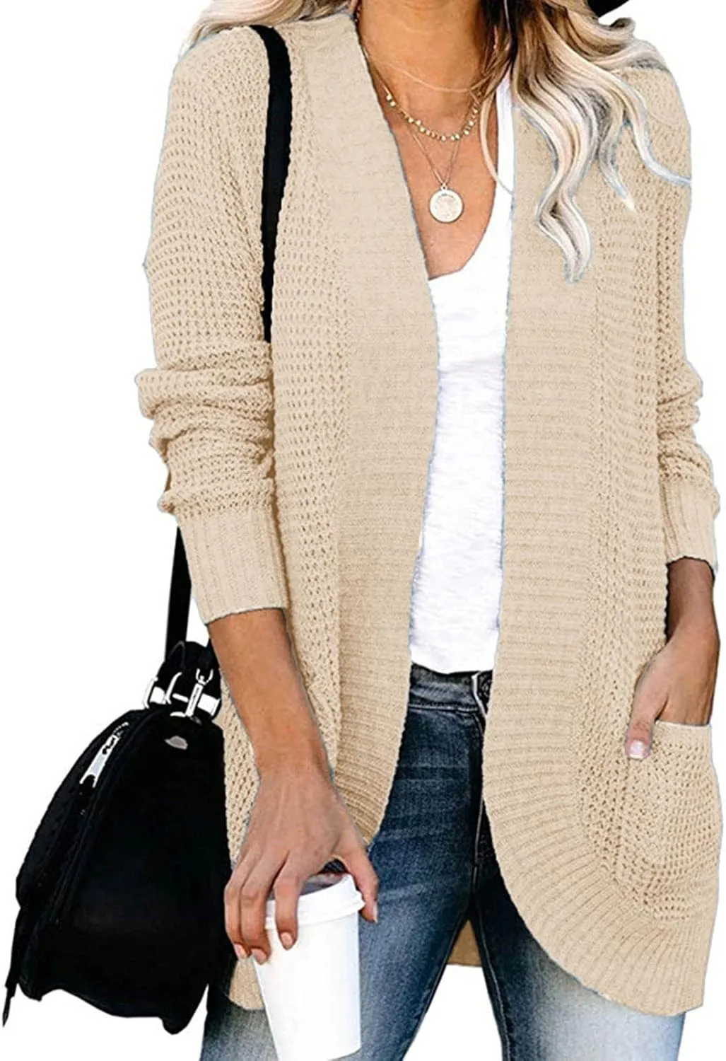 Women's Warm Hooded Cardigan Coats Winter Printed Knitted Button Oversized Long Cardigans Sweater for Women 2023