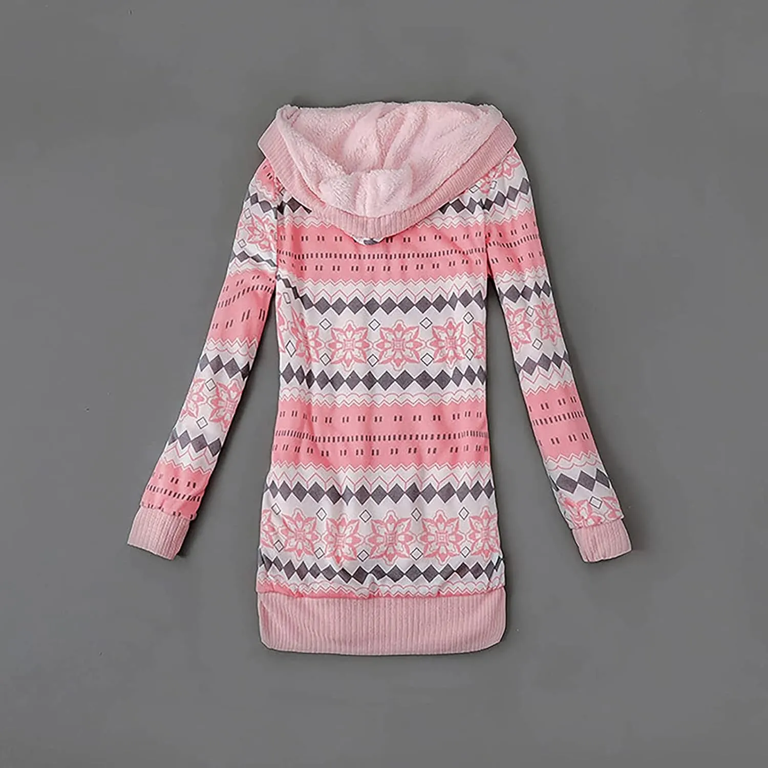 Women's Warm Hooded Cardigan Coats Winter Printed Knitted Button Oversized Long Cardigans Sweater for Women 2023