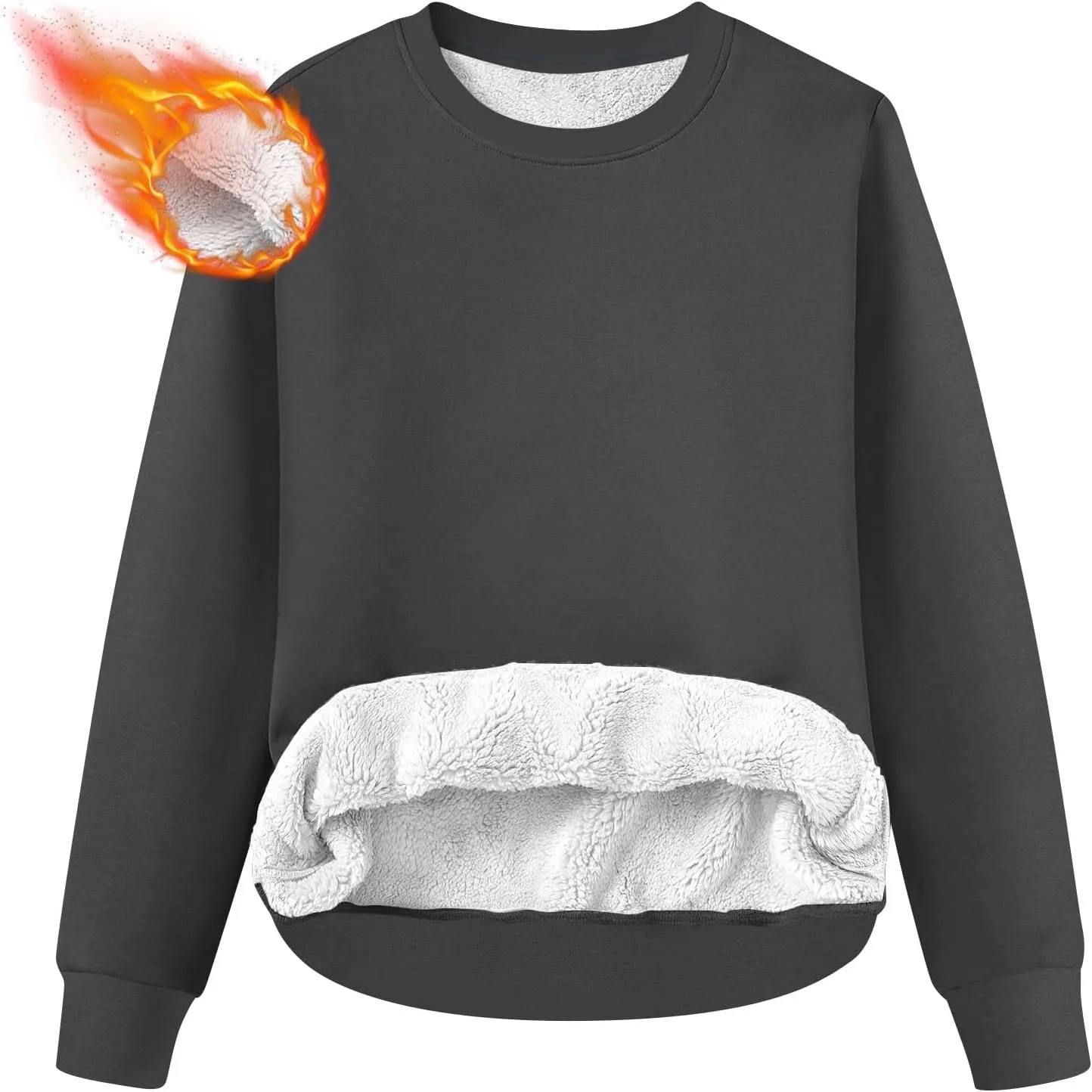 Women's Winter Fleece Sherpa Lined Sweatshirt Crewneck Long Sleeve Thermal Shirts Cute Pullover Outfits Clothes 2024