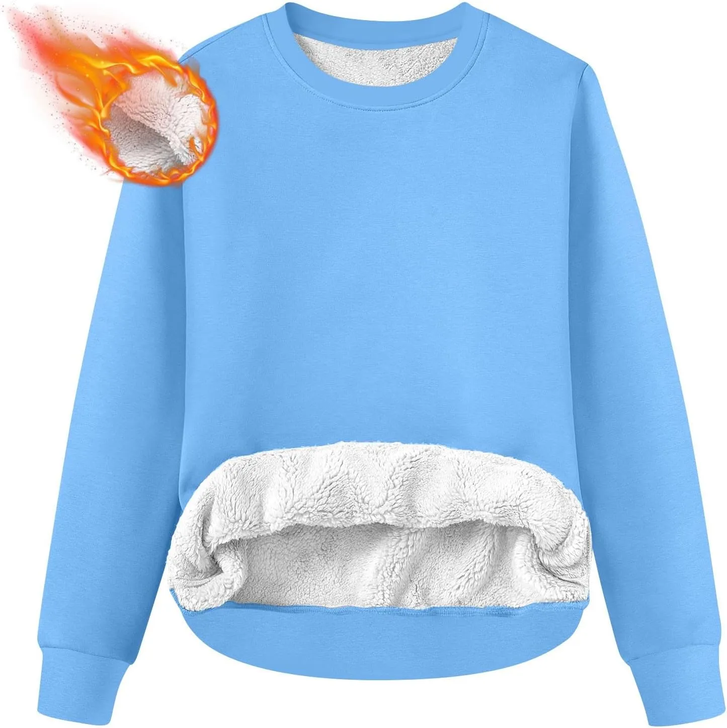 Women's Winter Fleece Sherpa Lined Sweatshirt Crewneck Long Sleeve Thermal Shirts Cute Pullover Outfits Clothes 2024