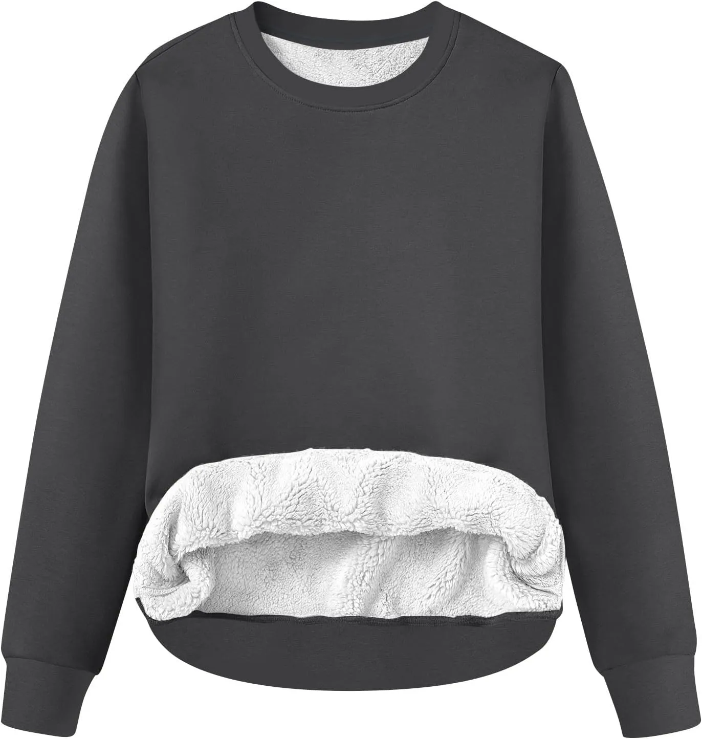 Women's Winter Fleece Sherpa Lined Sweatshirt Crewneck Long Sleeve Thermal Shirts Cute Pullover Outfits Clothes 2024