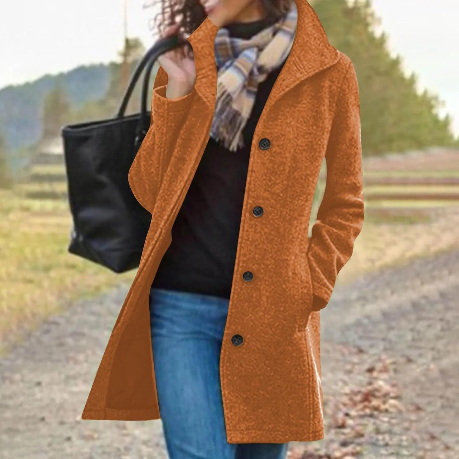 Womens Winter Long Pea Coat Wool Blend Pea Coat Thicken Jacket Dressy Casual Peacoat Business Blazer Jackets Overcoat