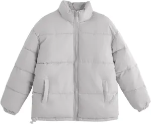 Womens Winter Quilted Jackets 2024 Long Sleeve Full Zip Puffer Jacket Coats with Pockets