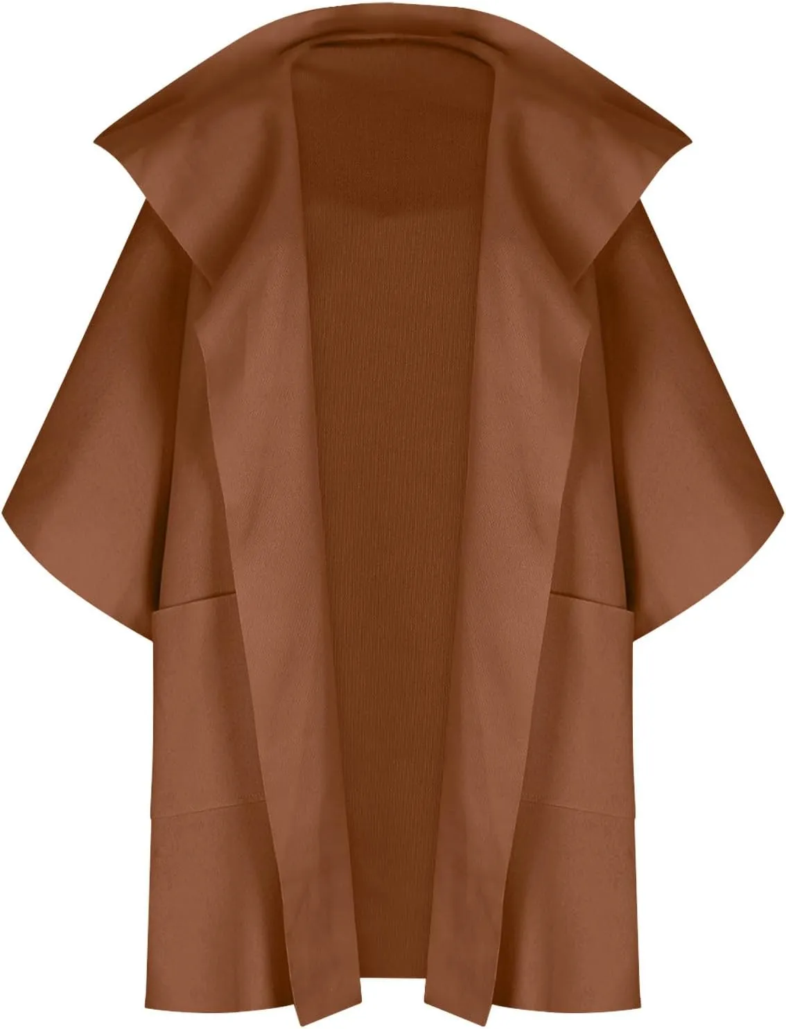 Womens Winter Trench Coat Oversized Wool Blend Jacket Warm Thick Jacket Peacoat Plus Size Batwing Sleeve Cardigan