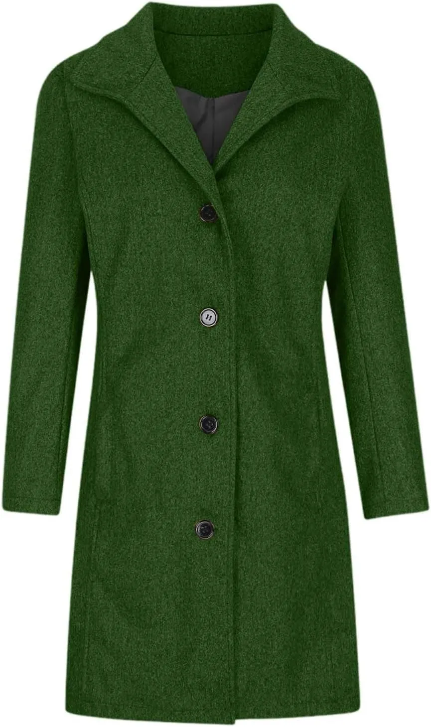 Women's Wool Blend Coat 2024 Winter Jackets Mid Long Warm Pea Coats Dressy Slim fit Trench Overcoat with Pockets