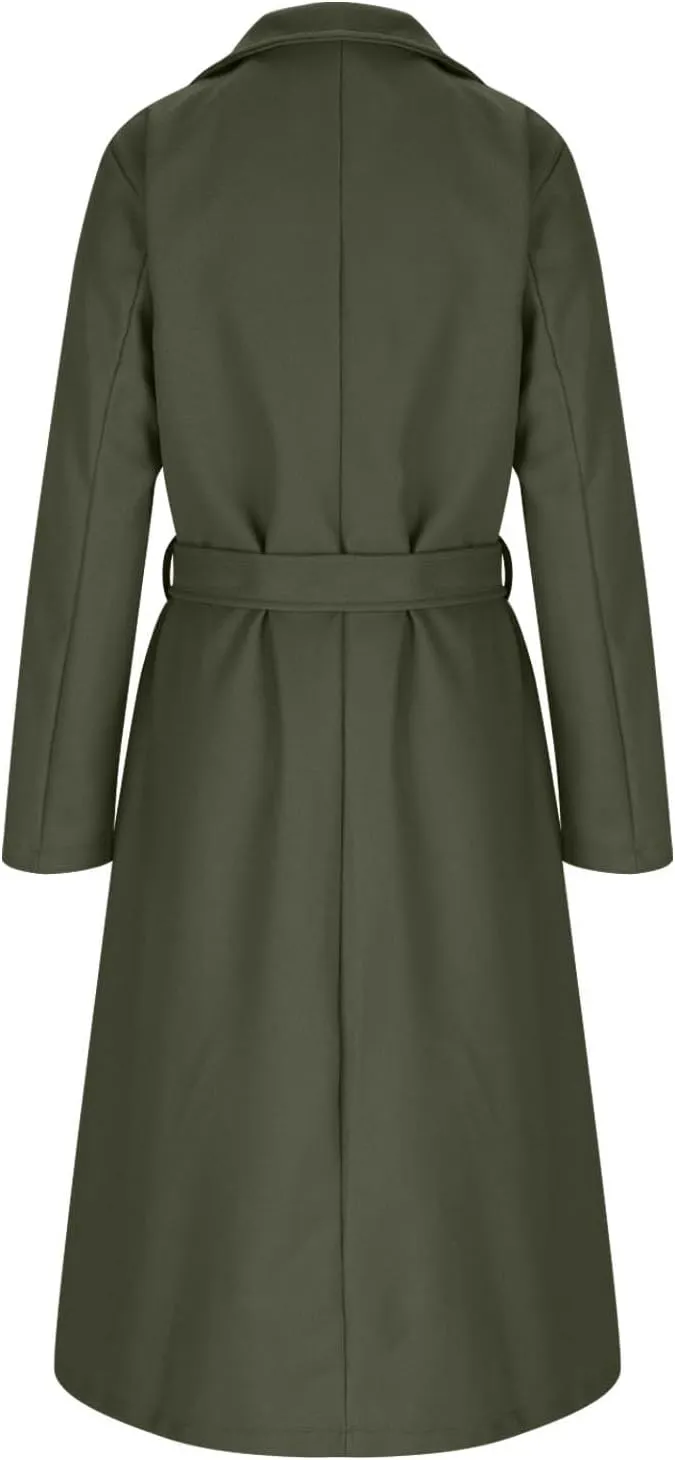 Women's Wool Blend Trench Coat Winter Jackets Mid Long Warm Pea Coats Dressy Casual Double Breasted Overcoat & Pocket