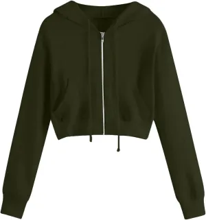 Womens Y2K Cropped Zip Up Hoodies Long Sleeve Lightweight Sweatshirts Jackets Trendy Tees Girl Clothes 2024