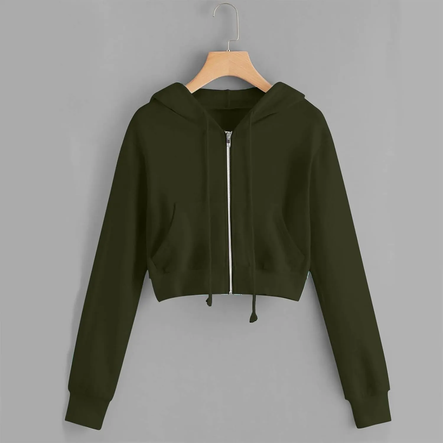 Womens Y2K Cropped Zip Up Hoodies Long Sleeve Lightweight Sweatshirts Jackets Trendy Tees Girl Clothes 2024