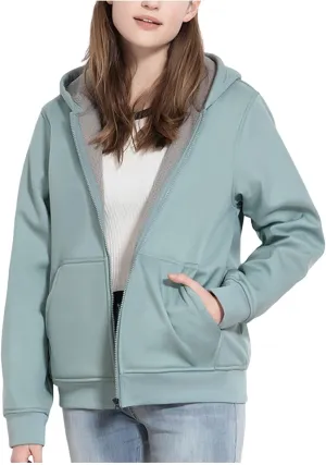 Women's Zip Up Hoodie Fleece Lined Warm Sweatshirt Kangaroo Pocket Casual Comfy Jacket Winter Fall Cozy Outerwear