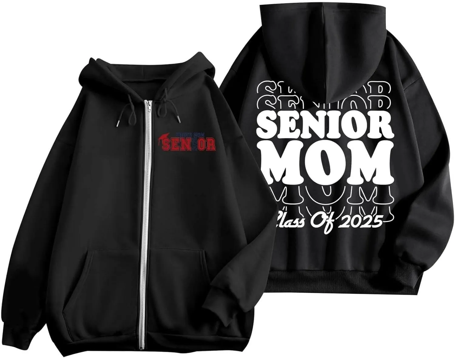 Womens Zip Up Hoodies Fashion Oversized Long Sleeve Drop Shoulder Hooded Jackets Fall Back Funny Letter Print Coats