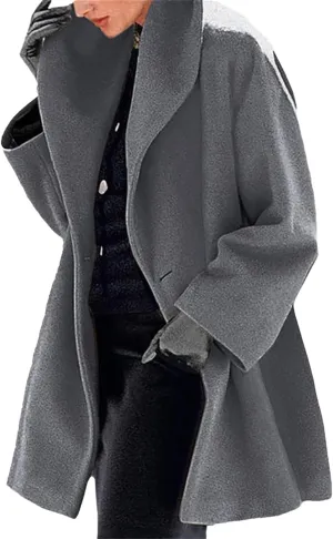 Wool Blend Trench Coat Women Casual Double Breasted Mid Long Pea Coats Winter Warm Jacket Overcoat Outerwear