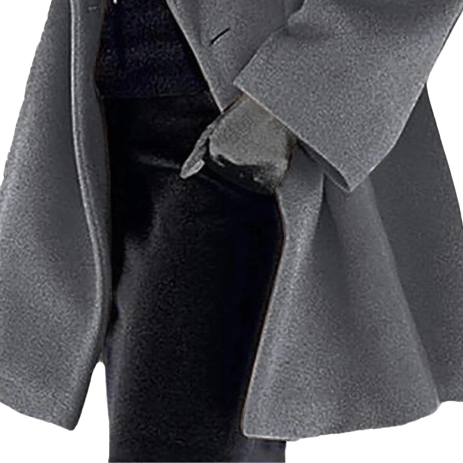 Wool Blend Trench Coat Women Casual Double Breasted Mid Long Pea Coats Winter Warm Jacket Overcoat Outerwear