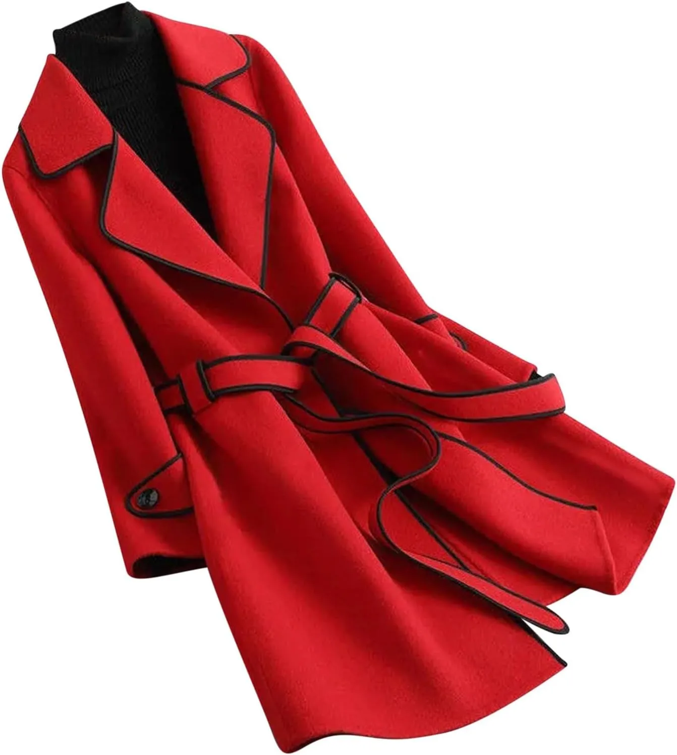 Wool Coats for Women Thicken Warm Notch Lapel Pea Coat Casual Oversized Long Winter Trench Coats Jackets Outwear
