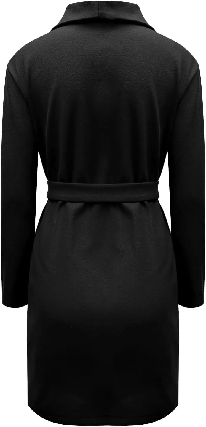 Woolen Women's Overcoat Solid Peacoat Casual 2023 Winter Fall Long Sleeve Shawl Collar Coats Trench Coat Trendy Warm