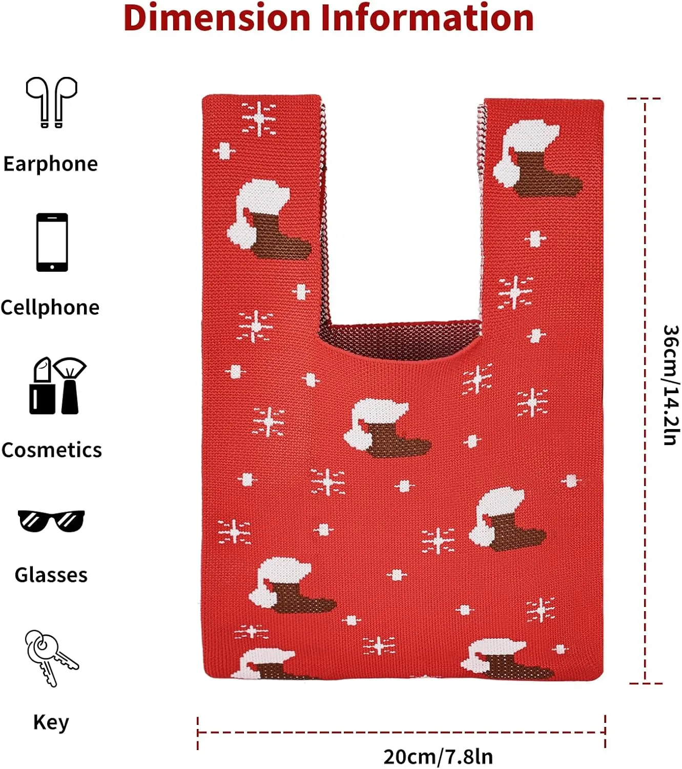 Wrist Knot Tote Bag Pouch Portable Knit Purse Crochet Bag, Mini Cute Wristlet Handbag for Women
