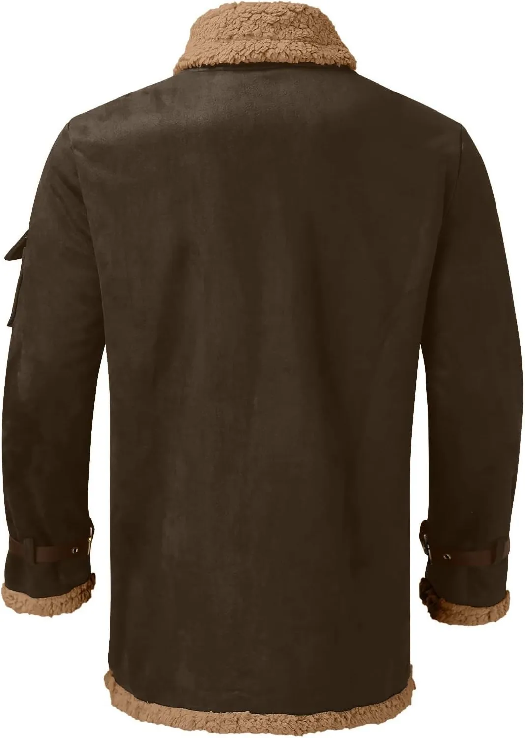 XIAXOGOOL Jackets For Men,Men's Shearling Coat Faux Suede Sherpa Lined Winter Thicken Warm Jacket With Pockets
