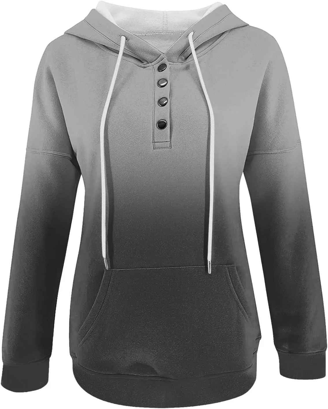 Y2K Oversized Hooded Sweatshirts for Women Casual Floral Long Sleeve Button Drawstring Relaxed Hoodies with Pockets
