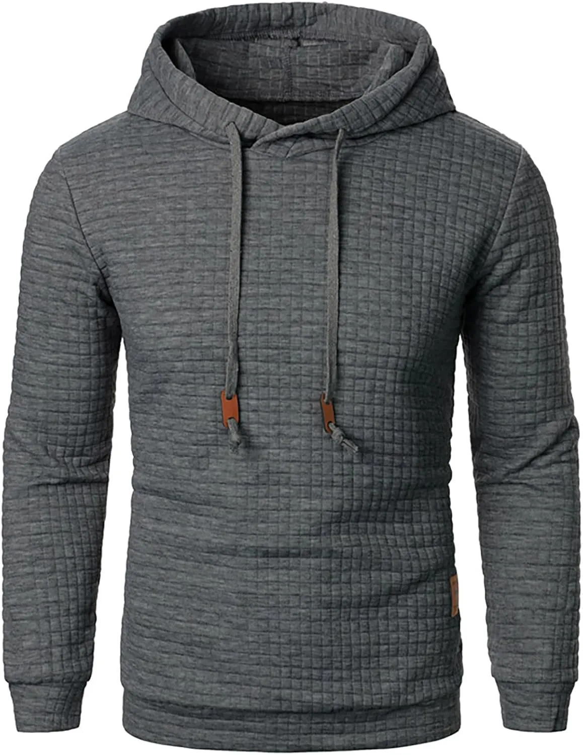 Ymosrh Mens Fashion Hoodie Pullover Sweatshirts Long Sleeve Solid Color Plaid Jacquard Hoodies Casual Drawstring Tops, S-XL
