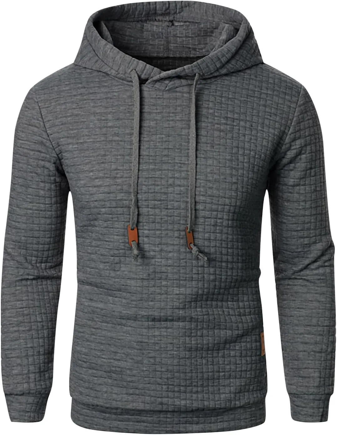 Ymosrh Mens Fashion Hoodie Pullover Sweatshirts Long Sleeve Solid Color Plaid Jacquard Hoodies Casual Drawstring Tops, S-XL