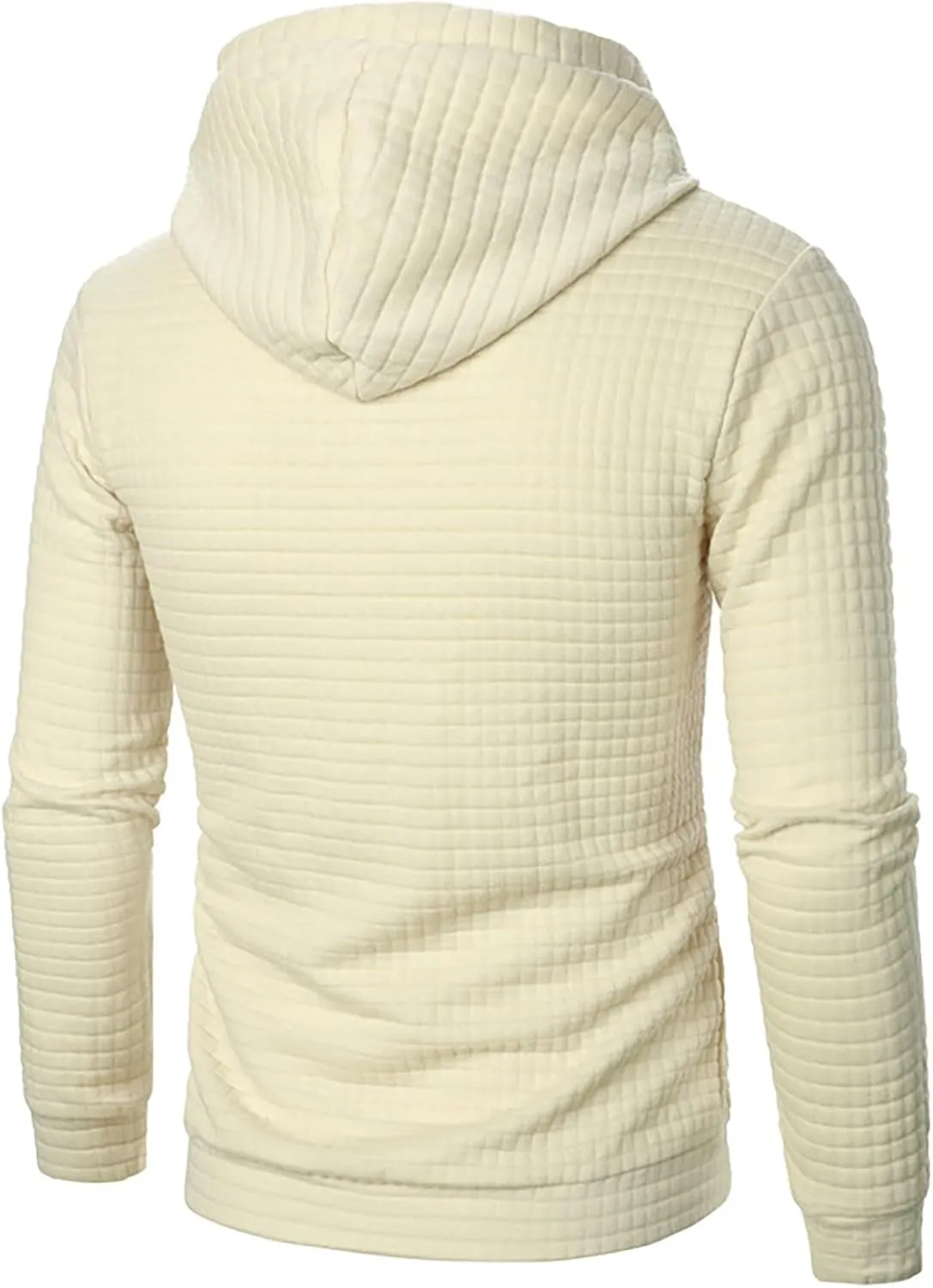 Ymosrh Mens Fashion Hoodie Pullover Sweatshirts Long Sleeve Solid Color Plaid Jacquard Hoodies Casual Drawstring Tops, S-XL