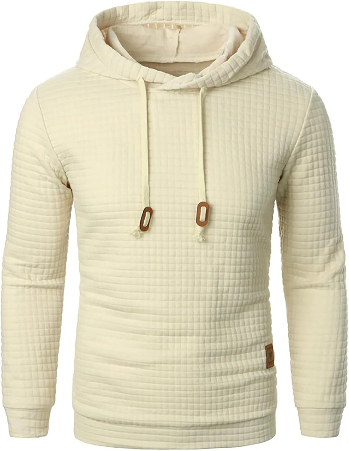 Ymosrh Mens Fashion Hoodie Pullover Sweatshirts Long Sleeve Solid Color Plaid Jacquard Hoodies Casual Drawstring Tops, S-XL