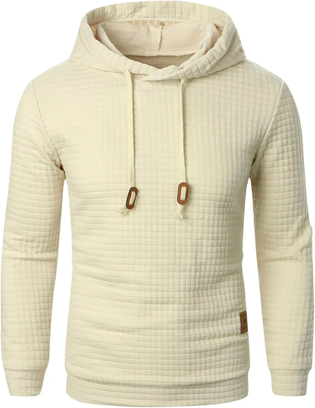 Ymosrh Mens Fashion Hoodie Pullover Sweatshirts Long Sleeve Solid Color Plaid Jacquard Hoodies Casual Drawstring Tops, S-XL