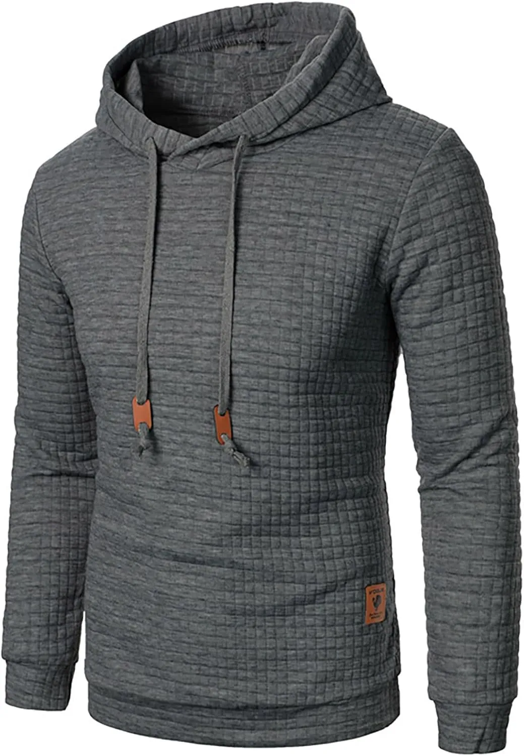 Ymosrh Mens Fashion Hoodie Pullover Sweatshirts Long Sleeve Solid Color Plaid Jacquard Hoodies Casual Drawstring Tops, S-XL