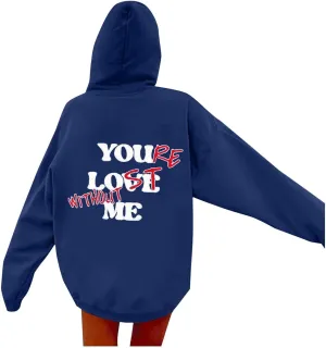 You Love Me Back Letter Print Oversize Hoodies Women Drop Shoulder Long Sleeve Pullover Tops Hooded Fleece Fall Sweatshirts