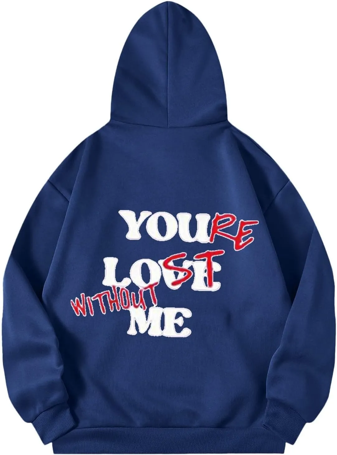 You Love Me Back Letter Print Oversize Hoodies Women Drop Shoulder Long Sleeve Pullover Tops Hooded Fleece Fall Sweatshirts