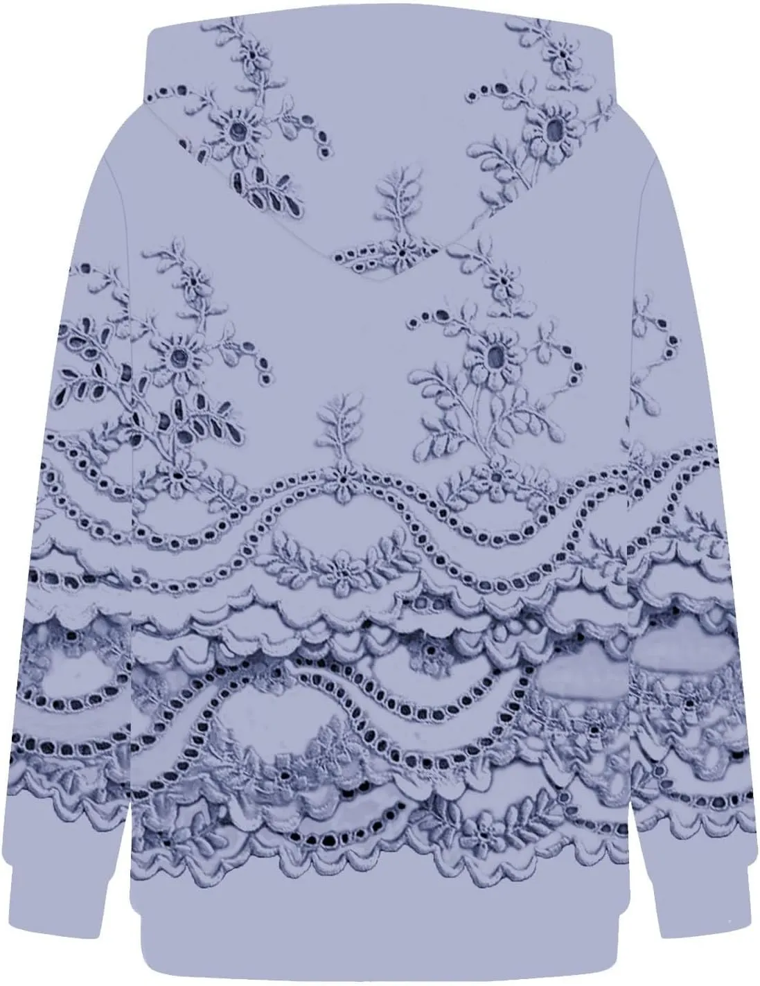 ZEFOTIM 3D Floral Layered Hoodies Womens Sherpa Lined Hoodie Cozy 2024 Pullover Lightweight Long Sleeve Sweatshirts