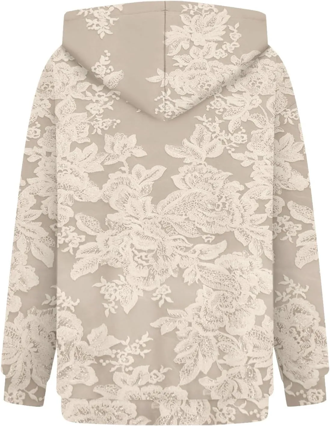 ZEFOTIM 3D Floral Layered Hoodies Womens Sherpa Lined Hoodie Cozy 2024 Pullover Lightweight Long Sleeve Sweatshirts